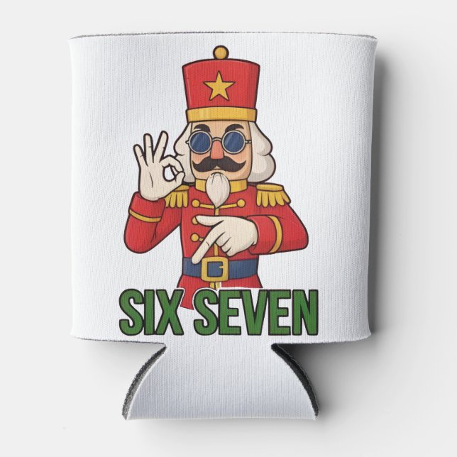 Six Seven Snowman Christmas Nutcracker 6 7 Xmas  Can Cooler (Front)