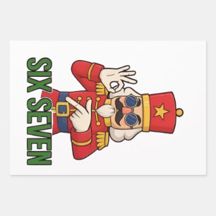 Six Seven Snowman Christmas Nutcracker 6 7 Xmas  Wrapping Paper Sheet