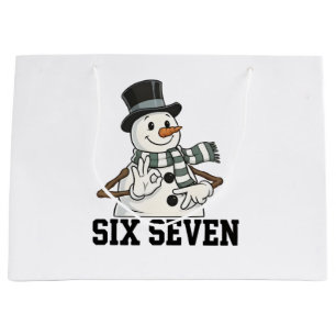 Six Seven Snowman Christmas Santa 6 7 Xmas Large Gift Bag