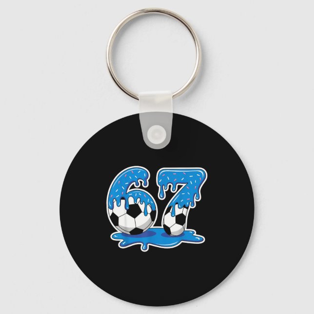 Six Seven Soccer Ice Cream Drip Funny Design  Key Ring (Front)