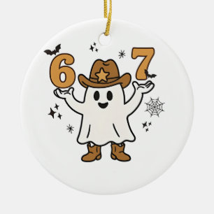 Six Seven Spooky Halloween Sport 67 Mason Meme Ceramic Ornament