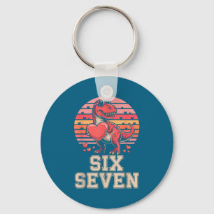 Six Seven Valentine’s Day Dinosaur T-rex For Kids  Key Ring