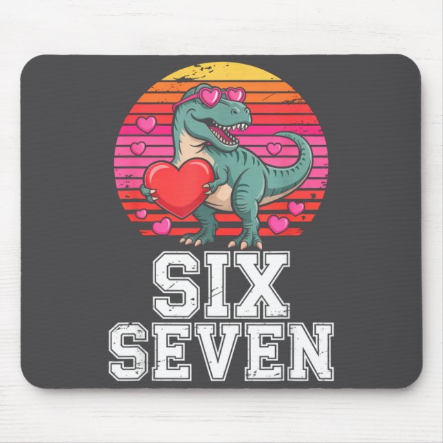 Six Seven Valentine’s Day Dinosaur T-rex For Kids  Mouse Pad (Front)