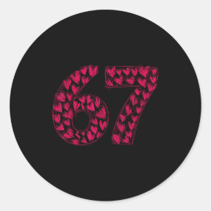Six Seven Viral Sketch Heart 67 Cute Valentine Sch Classic Round Sticker