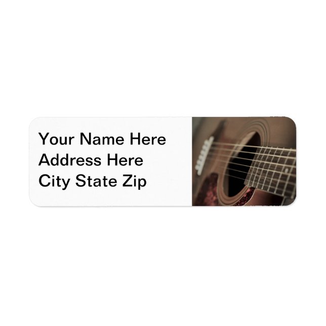 Six Sting Acoustic Guitar Return Address Label (Front)