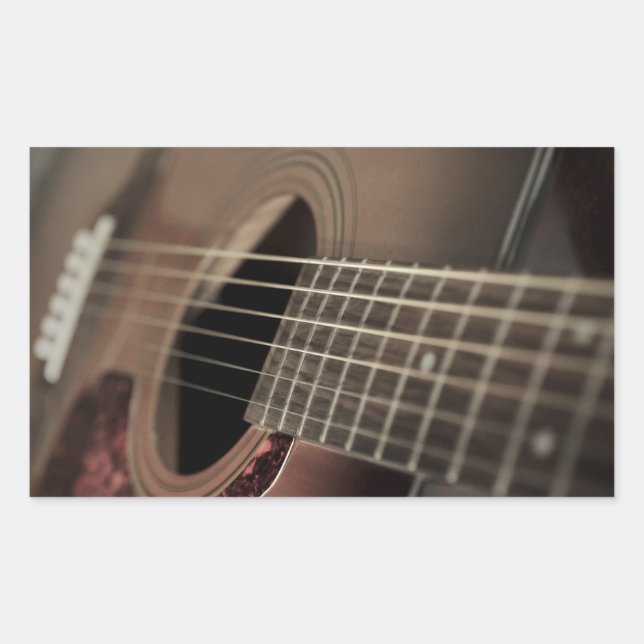 Six String Acoustic Guitar Rectangular Sticker (Front)