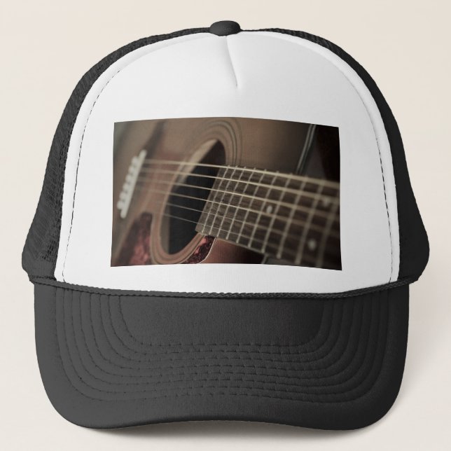 Six String Acoustic Guitar Trucker Hat (Front)