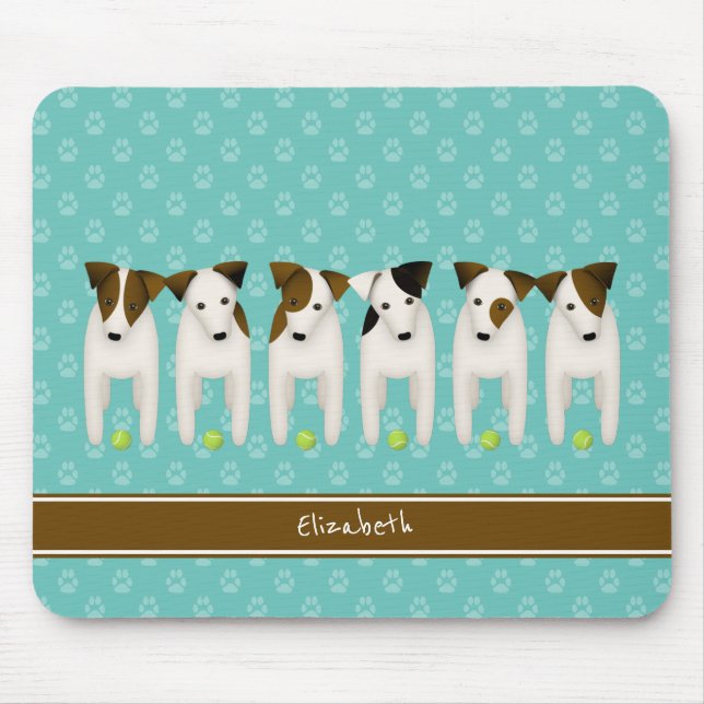 six whimsical terriers Jack Russell dogs Mouse Pad (Front)