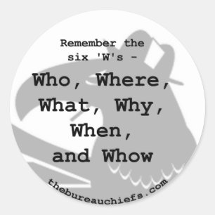 Six W's Button Classic Round Sticker