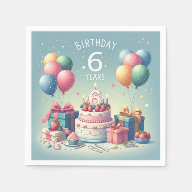 six years old birthday napkin (Front)