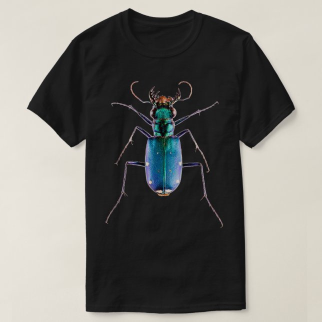 Sixspotted Green Tiger Beetle Cicindela sexguttata T-Shirt (Design Front)
