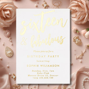 Sixteen and fabulous gold luxury birthday 