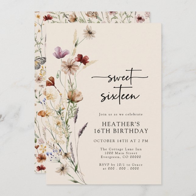 Sixteen Birthday  Invitation (Front/Back)