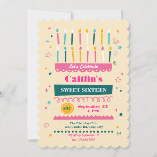 Sixteen Candles Birthday Invitation