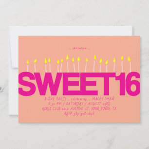 SIXTEEN CANDLES SWEET SIXTEEN BIRTHDAY PARTY INVITATION