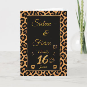 Sixteen & Fierce Cheetah Sweet 16 Birthday Card
