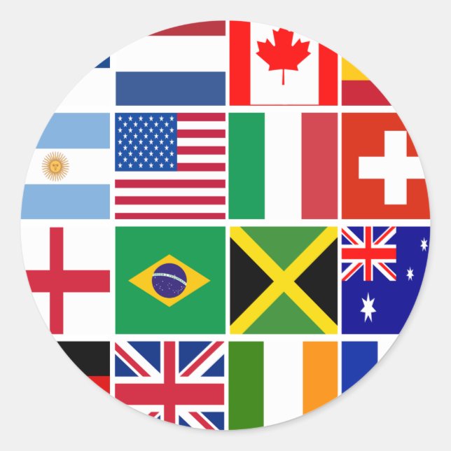 Sixteen Flags of Many Nations T-shirts, Mugs, More Classic Round Sticker (Front)
