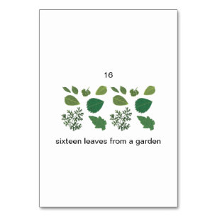 Sixteen garden leaves custom number flashcards table number