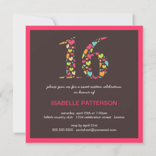 Sixteen of Hearts Sweet 16 Party Invitation