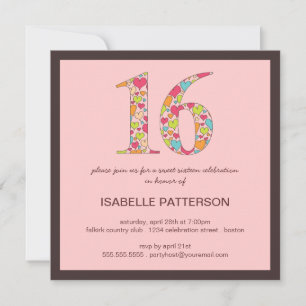 Sixteen of Hearts Sweet 16 Party Invitation