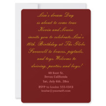 Sixteenth Birthday invitation.
