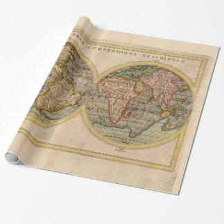 Sixteenth-Century World Map Rosaccio's 1598 Wrapping Paper