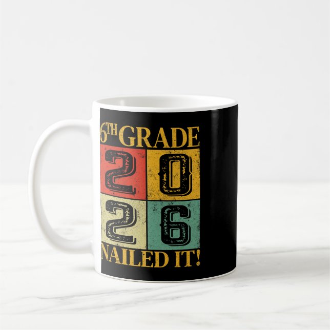 Sixth 6th Grade Grad 2026 Retro Elementary School  Coffee Mug (Left)