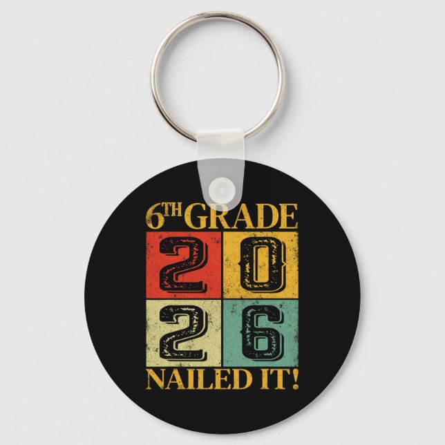 Sixth 6th Grade Grad 2026 Retro Elementary School  Key Ring (Front)