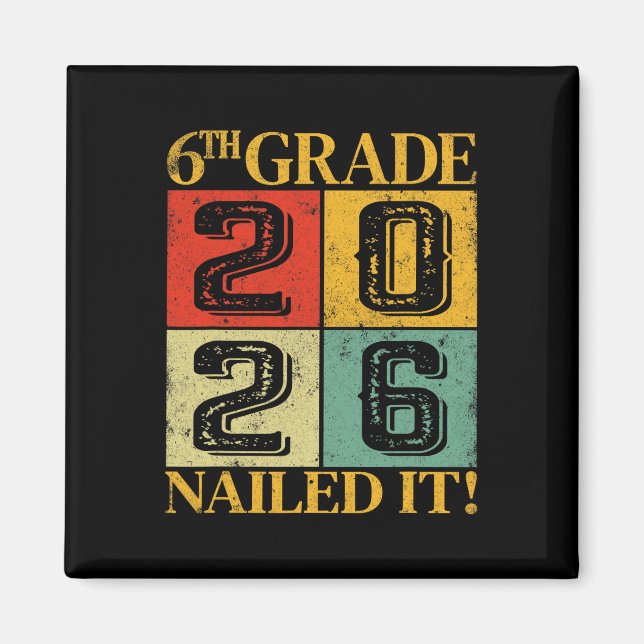 Sixth 6th Grade Grad 2026 Retro Elementary School  Magnet (Front)