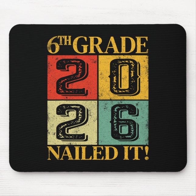 Sixth 6th Grade Grad 2026 Retro Elementary School  Mouse Pad (Front)