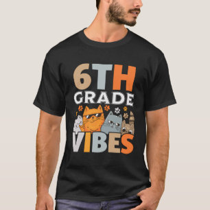 Sixth 6Th Grade Vibes Back To School Cute Cat Boys T-Shirt