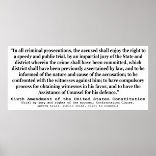 Sixth Amendment to the United States Constitution Poster