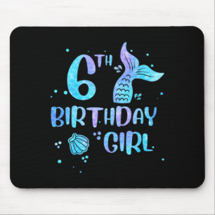 Sixth Birthday Girl Mermaid 6th Toddlers Back to Mouse Pad