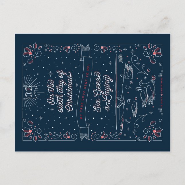 SIXTH DAY OF CHRISTMAS / Christmas Postcard (Front)