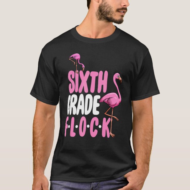 Sixth Flock Pink Flamingo T-Shirt (Front)