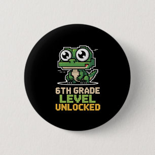 Sixth Grade Gamer Lizard Level Up Education Ck To 6 Cm Round Badge