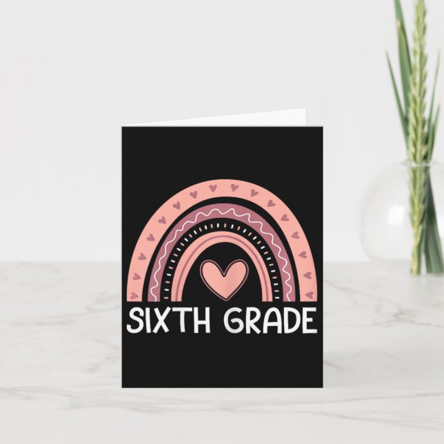 Sixth Grade Rainbow Team Hello 6th Grade Rocks Squ Card (Front)