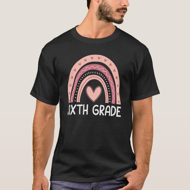 Sixth Grade Rainbow Team Hello 6th Grade Rocks Squ T-Shirt (Front)