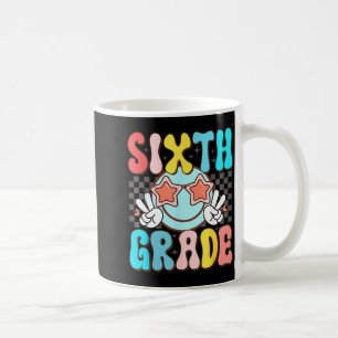 Sixth grade retro groovy smile face 6th grade coffee mug
