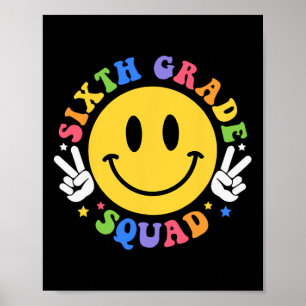 Sixth Grade Squad Byck To School Retro 6th Grade T Poster