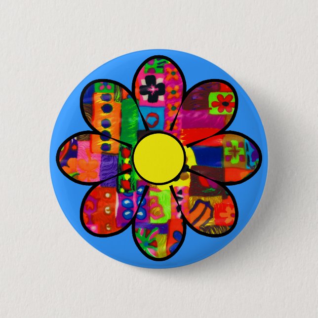 Sixties Flower Power 6 Cm Round Badge (Front)