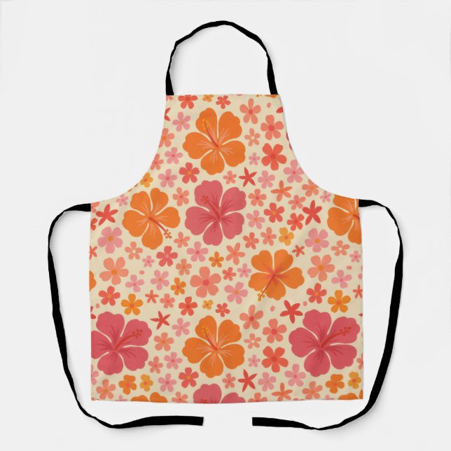Sixties Hawaiian hibiscus pattern Apron (Front)