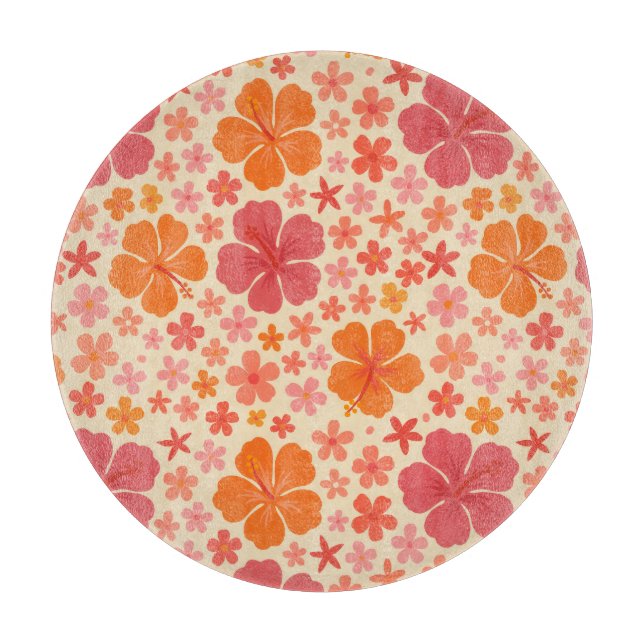 Sixties Hawaiian hibiscus pattern Cutting Board (Front)