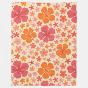 Sixties Hawaiian hibiscus pattern Fleece Blanket