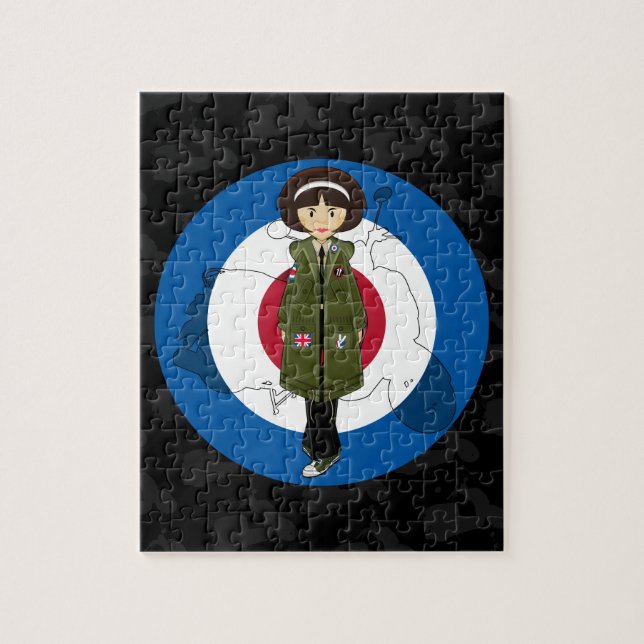 Sixties Mod Girl in Parka with Scooter Puzzle (Vertical)