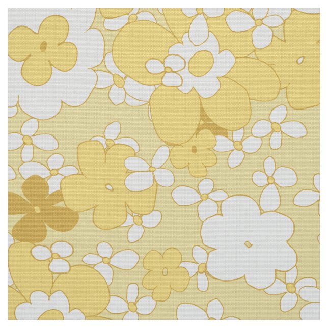Sixties pastel yellow floral fabric (Swatch)