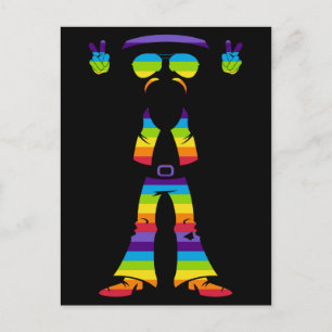 Sixties Peace Hippie Rainbow Silhouette Postcard