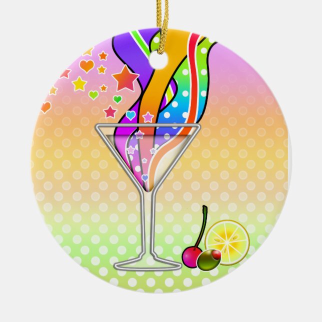 SIXTIES POP ART STYLE MARTINI CERAMIC TREE DECORATION (Front)