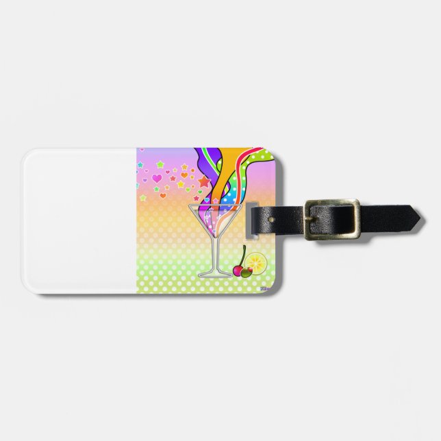 SIXTIES POP ART STYLE MARTINI LUGGAGE TAG (Front Horizontal)