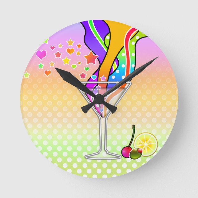SIXTIES POP ART STYLE MARTINI ROUND CLOCK (Front)